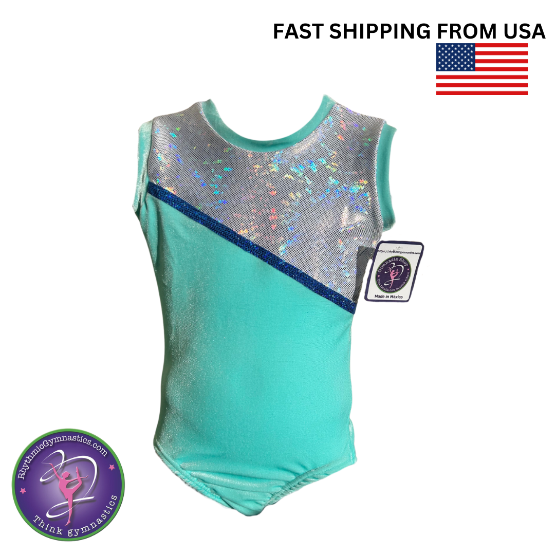 Aqua Velvet Leotard for Girls