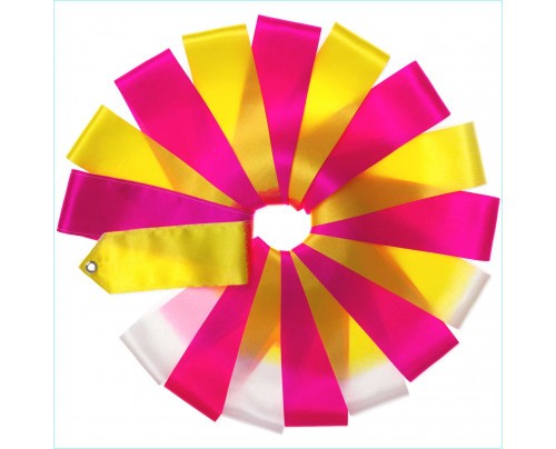 Set Classic Line Multi colored Ribbon 3 Meter Pink,yellow & white + Stick